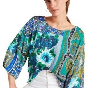 Anthropologie Tiny Patchwork style top. Rayon. Size Small